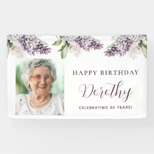 Custom Birthday Banner Foto 80. Lila Floral