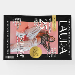 Custom Birthday Banner, Magazine Cover for Women Banner