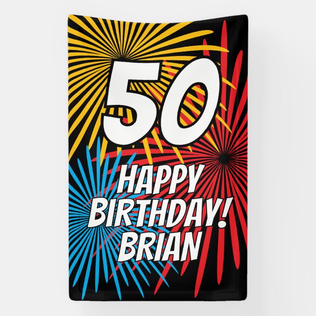 Custom Birthday banner with fireworks display (Vertikal)