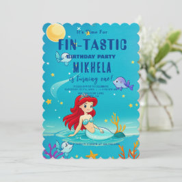 Custom Birthday Card, Fin-tastic Mermaid Theme Einladung