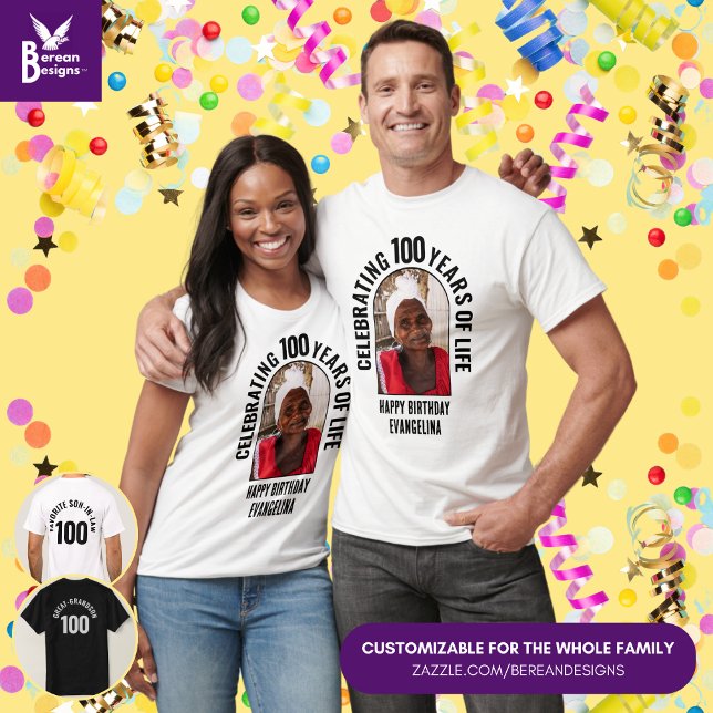 Custom Birthday Celebration Matching Family Foto T-Shirt (Matching Family Birthday T-Shirt with Customizable Text and Photo. Ideal for reunions & milestones.)