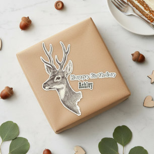 Custom Birthday Deer Sticker