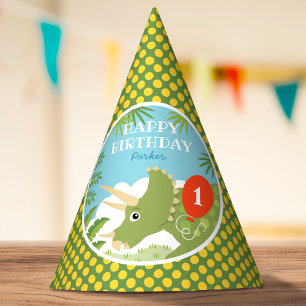 Custom Birthday Dinosaur Triceratops jedes Alter G Partyhütchen
