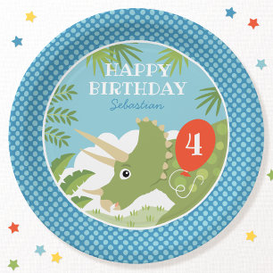 Custom Birthday Dinosaurier Triceratops jeder Alte Pappteller