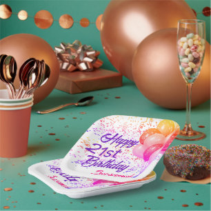 Custom Birthday farbenfrohe Confetti mit Balloons Pappteller