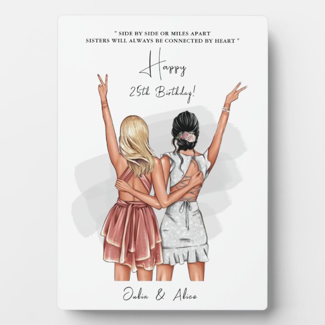 Custom Birthday Friends Portrait Plaque - Grau Fotoplatte (Vorderseite)