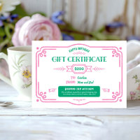 Custom Birthday Geschenkzertifikat