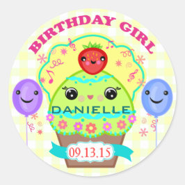 Custom Birthday Girl Kawaii Cupcake Stickers