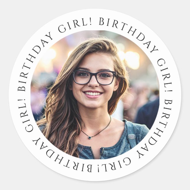 Custom Birthday Girl Photo Envelope Seal Sticker  (Vorderseite)