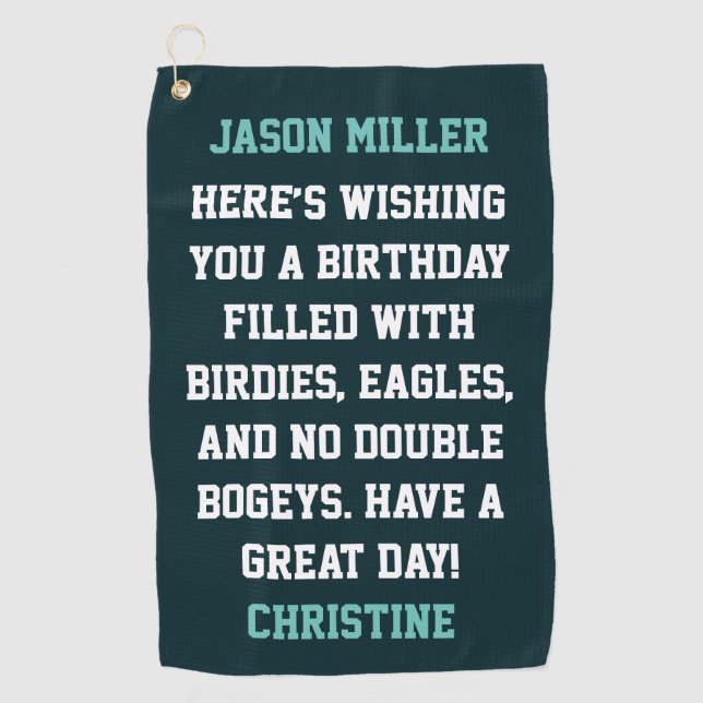 Custom Birthday Greetings Golfhandtuch (Vorderseite)