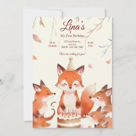 Custom Birthday Invitation with Cute Foxes Einladung