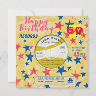 Custom Birthday Invite Retro Vinyl Record 45 RPM Einladung