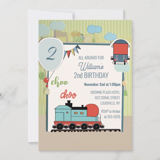 Custom Birthday Kid Balloon Bahn Ticket Geburtstag Einladung (Vorderseite)