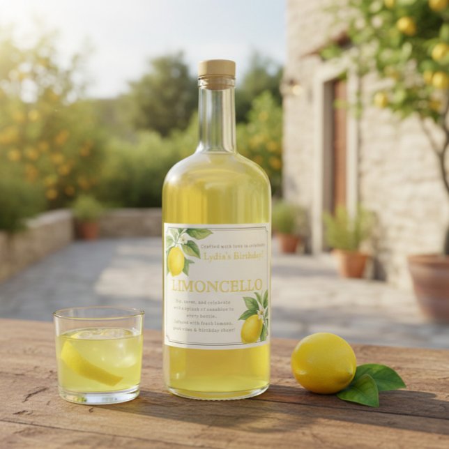 Custom Birthday Limoncello Flasche Label Alkoholflaschenetikett (Von Creator hochgeladen)