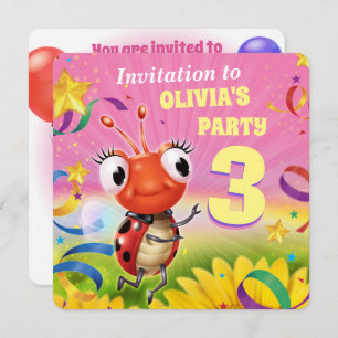 Custom Birthday Party einladen Mädchen 3 Jahre alt Einladung