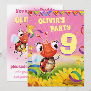 Custom Birthday Party einladen Mädchen 9 Jahre alt Einladung