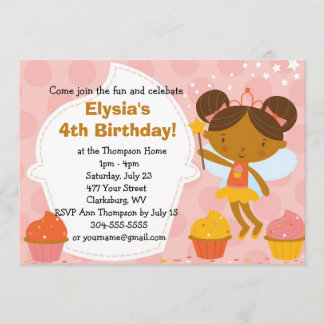 Custom Birthday Party - Fee Princess Cupcake Einladung