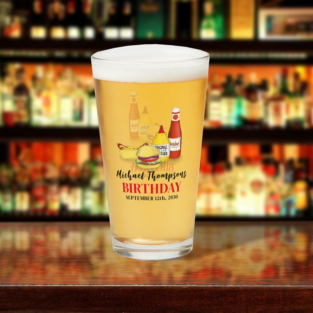 Custom Birthday Party GRILLEN Fun Glas (Birthday barbeque custom glass)