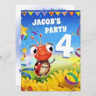 Custom Birthday Party laden Junge 4 Jahre alt Einladung