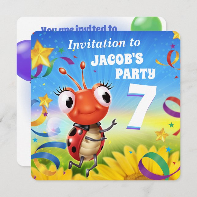 Custom Birthday Party laden Junge 7 Jahre alt Einladung (Vorne/Hinten)