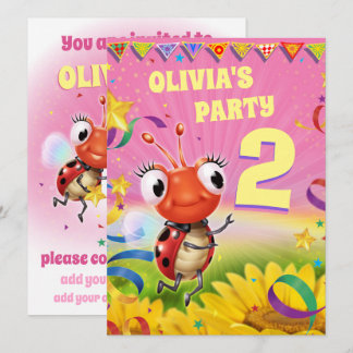 Custom Birthday Party laden Mädchen 2 Jahre alt Einladung