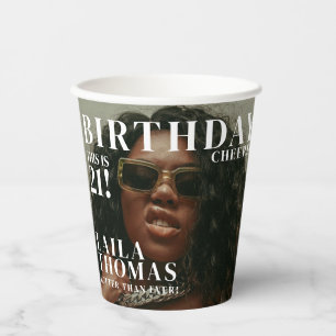 Custom Birthday Party Magazine Cover Cheers Pappbecher