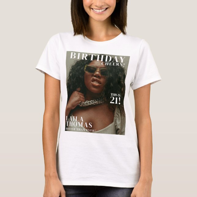 Custom Birthday Party Magazine Cover Cheers T-Shirt (Vorderseite)