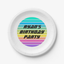 Custom Birthday Party Paper Plate - Sci-Fi Rainbow Pappteller