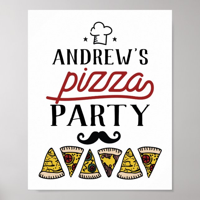 Custom Birthday Pizza Party Sign Poster (Vorne)