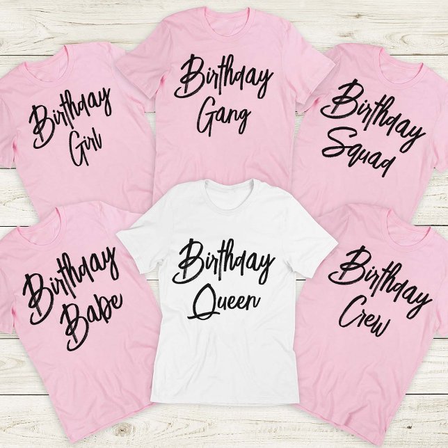Custom Birthday Queen and Crew Squad Group Party T-Shirt (Von Creator hochgeladen)