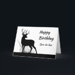 Custom Birthday Son-in-Law Vintag Stag, Deer Karte<br><div class="desc">Happy Birthday Son-in-Law Vintag Stag,  Hirsche,  Wildtiere,  Natur Anpassen oder personalisieren Sie diese Karte mit Ihrem eigenen Vers oder entfernen Sie die innere.</div>