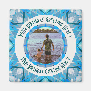 Custom Birthday Star Blue Gray Foto Gruß Magnet