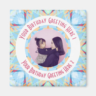 Custom Birthday Star Blue Red Foto Gruß Magnet