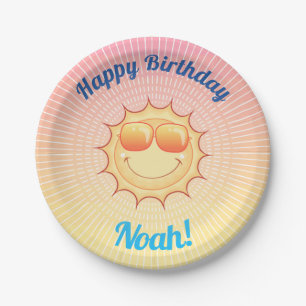 Custom Birthday Sun mit Shades Pappteller