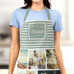 Custom Birthday Vintag Birthday Foto Collage Schürze<br><div class="desc">Feiern Sie stilvoll mit dieser Schürze zum Geburtstag! Mit einem Vintagen Geburtsjahr,  einer Collage aus Foto und schick-weiss-grünen und weißen Streifen ist es ein lustiges und funktionales Geschenk für jede Geburtstagskönigin oder -königin!</div>