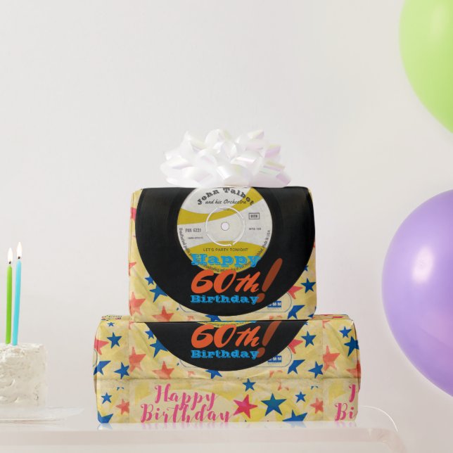 Custom Birthday Wrapping Retro Vinyl Record 45 RPM Geschenkpapier (Partygeschenke)