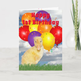 Custom Birthday Yellow Duckling farbenfrohe Balloo Karte