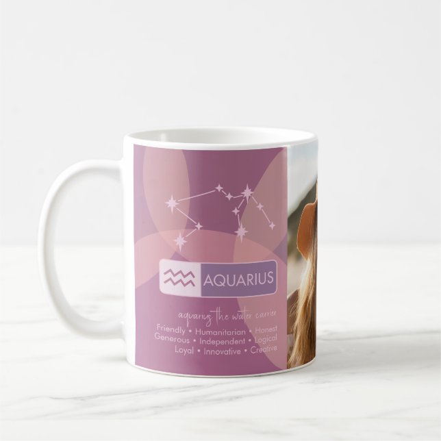 Custom Birthday - Zodiac Aquarius - Name Foto Kaffeetasse (Links)