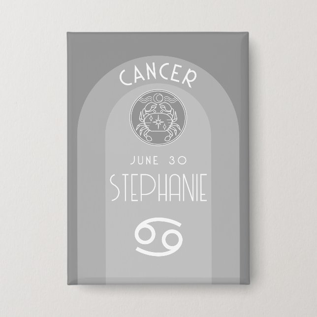 Custom Birthday Zodiac Cancer - Modernes Design Button (Vorderseite)