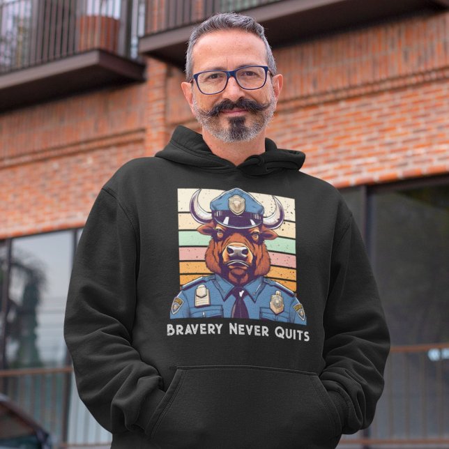 Custom Bison Geschenke für Polizeibeamte Vater Opa Hoodie (Custom Bison Gifts for Police Officers Dad Grandpa)