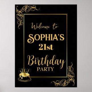 Custom Black and Gold Birthday Poster