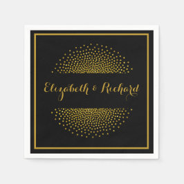 Custom Black and Gold Glitzer Confetti Wedding Serviette