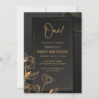 Custom Black and Gold Luxus Premium Monogram Einladung
