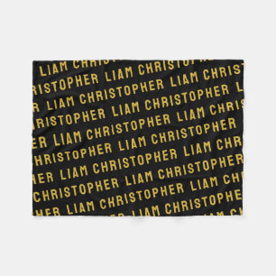 Custom Black and Gold Personalisiert Baby Name Gif Fleecedecke