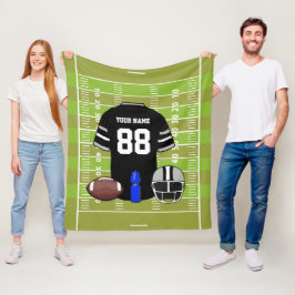 Custom Black and Gray Football Jersey auf Field Fleecedecke