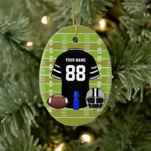 Custom Black and Gray Football Jersey auf Field Keramikornament