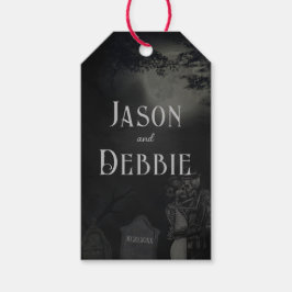Custom Black and Grey Floral Gothic Wedding Geschenkanhänger