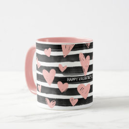 Custom Black and Pink Hearts Liebe Valentinstag Tasse