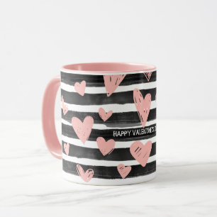 Custom Black and Pink Hearts Liebe Valentinstag Tasse
