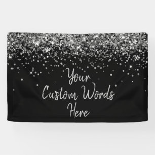Custom Black and Silver Birthday Party Foto Stand Banner